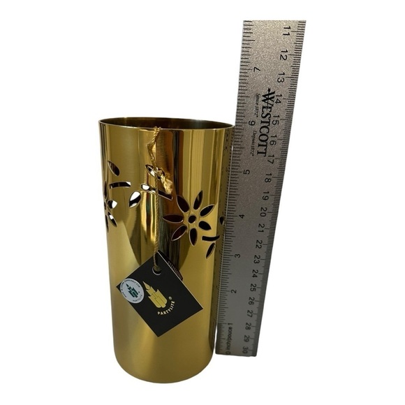 PartyLite Vintage Discontinued & Retired Brass Floral Tracery Candle Holder - Picture 9 of 10